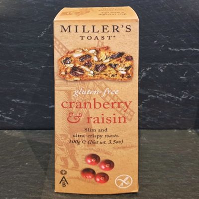 Miller’s Damsel Cranberry and Raisin Toast for Cheese 100g (Gluten Free)